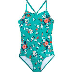 Girls Swimsuit One Piece Bathing Suit with Adjustable Straps Cute Little Kids Swimming Suits Beach Swimwear 4T-12 (10, Green Floral)