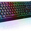 KLIM Chroma Wireless Gaming Keyboard RGB  Backlit Keyboard with Rechargeable Battery  Quiet, Water-Resistant, Ergonomic Design  Teclado Gamer for PC, PS5, PS4, Mac  Black