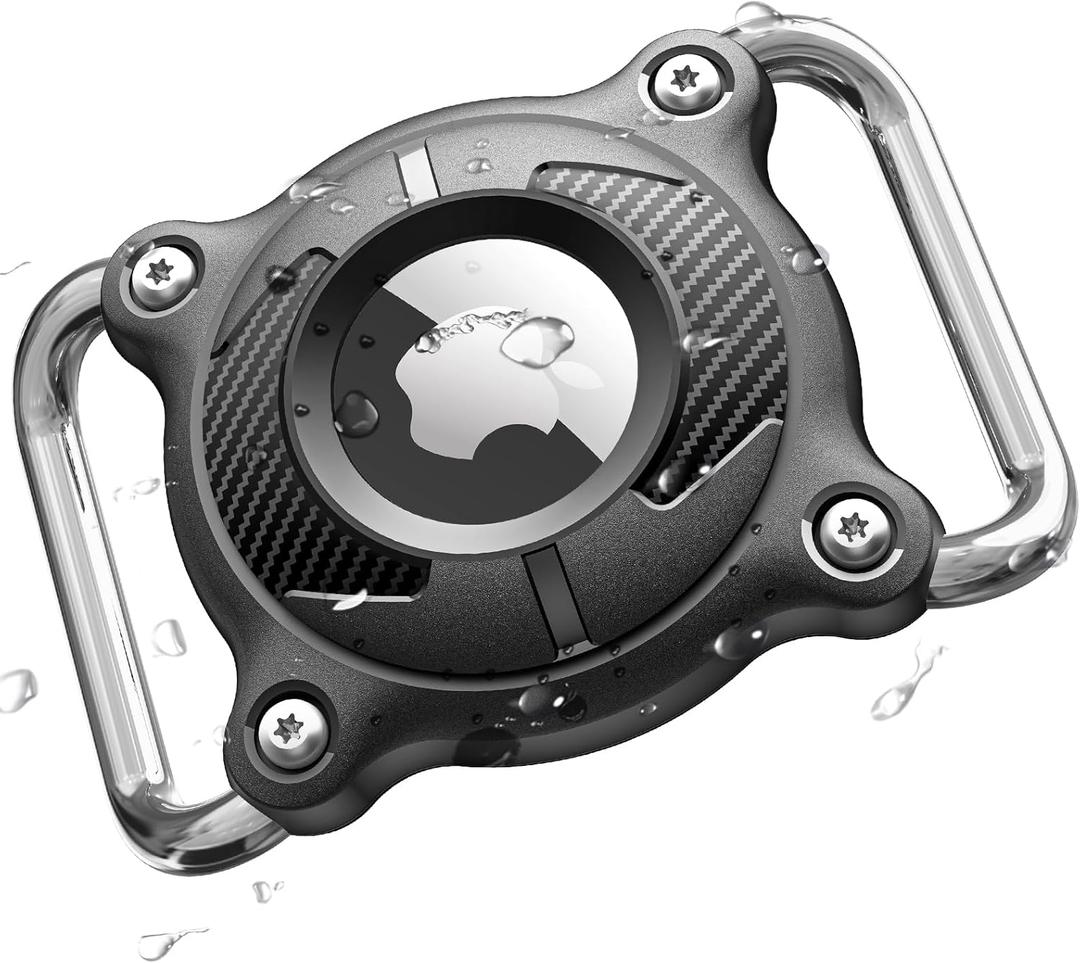 Airtag Dog Collar Holder | Airtag Dog Collar Waterproof - Airtag Holder for Dog Collar - Dog Airtag Holder with Removable Metal Loop, Light Weight fit Width3cm/ Thick4.5mm Air Tag Dog Collar, Black, 1