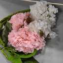 Artflower 4Pcs Real Touch Hydrangea Artificial Flowers, 22.5'' White & Pink Full Latex Faux Hydrangea Flowers for Home Floral Arrangements Wedding Bouquets Kitchen Table Centerpiece Decorations