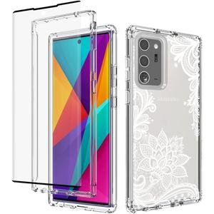 Phone Case for Galaxy Note 20 Ultra 5G SM-N986U Case with Tempered-Glass Screen Protector, Clear Mandala Pattern Full Body Protective Cover Cases for Samsung Galaxy Note 20 Ultra 5G (Mandala)