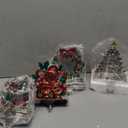 Minetom Christmas Stocking Holders for Mantel, Set of 4 Wreath Sleigh Christmas Ball Christmas Tree Metal Standing Stocking Hook Red Green Resin Sturdy Stockings Hanger for Fireplace Window Decoration