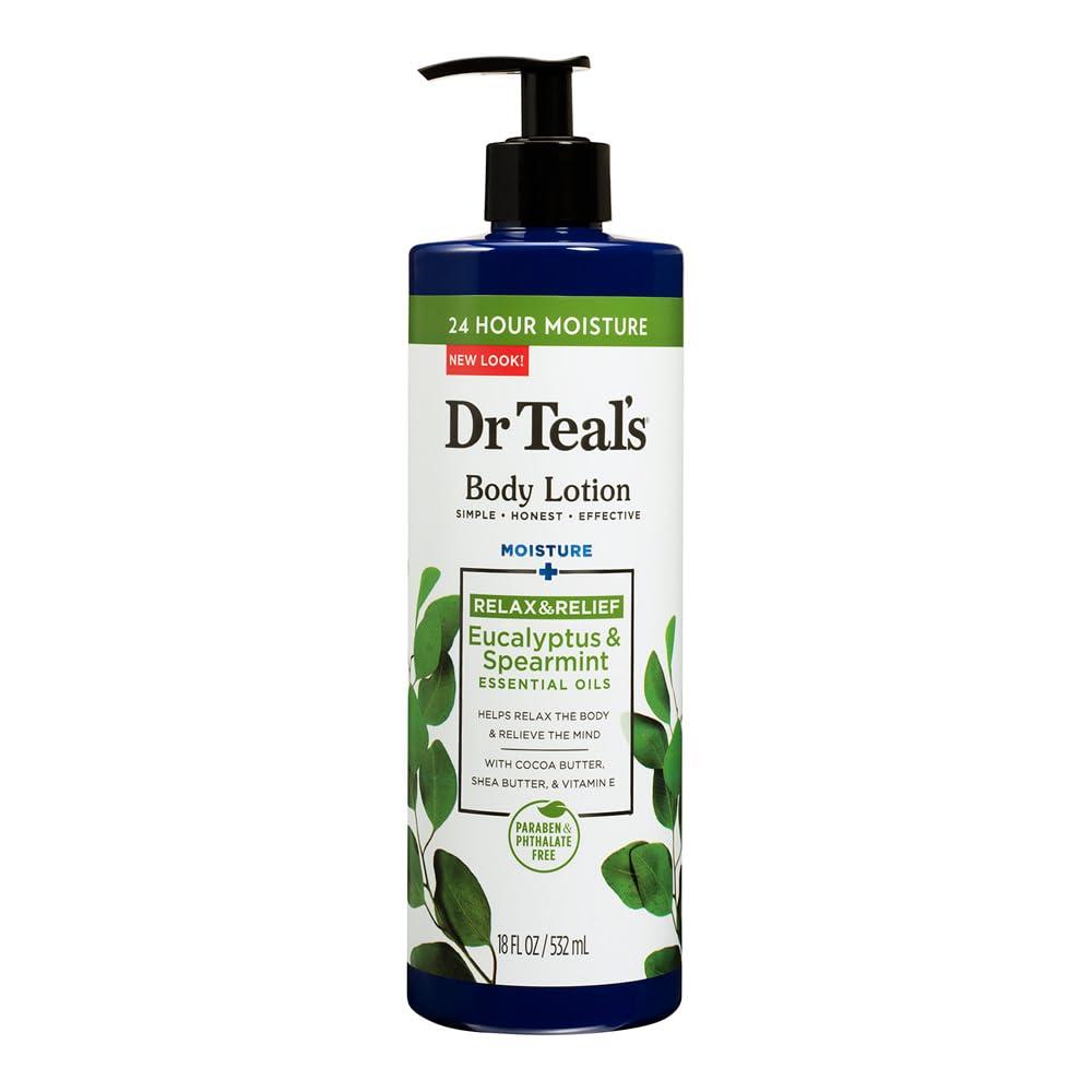 Dr Teal's DCP Products Body Lotion Moisture Rejuvenating Eucalyptus & Spearmint, 18 fl oz Pack of 4 (Yes)