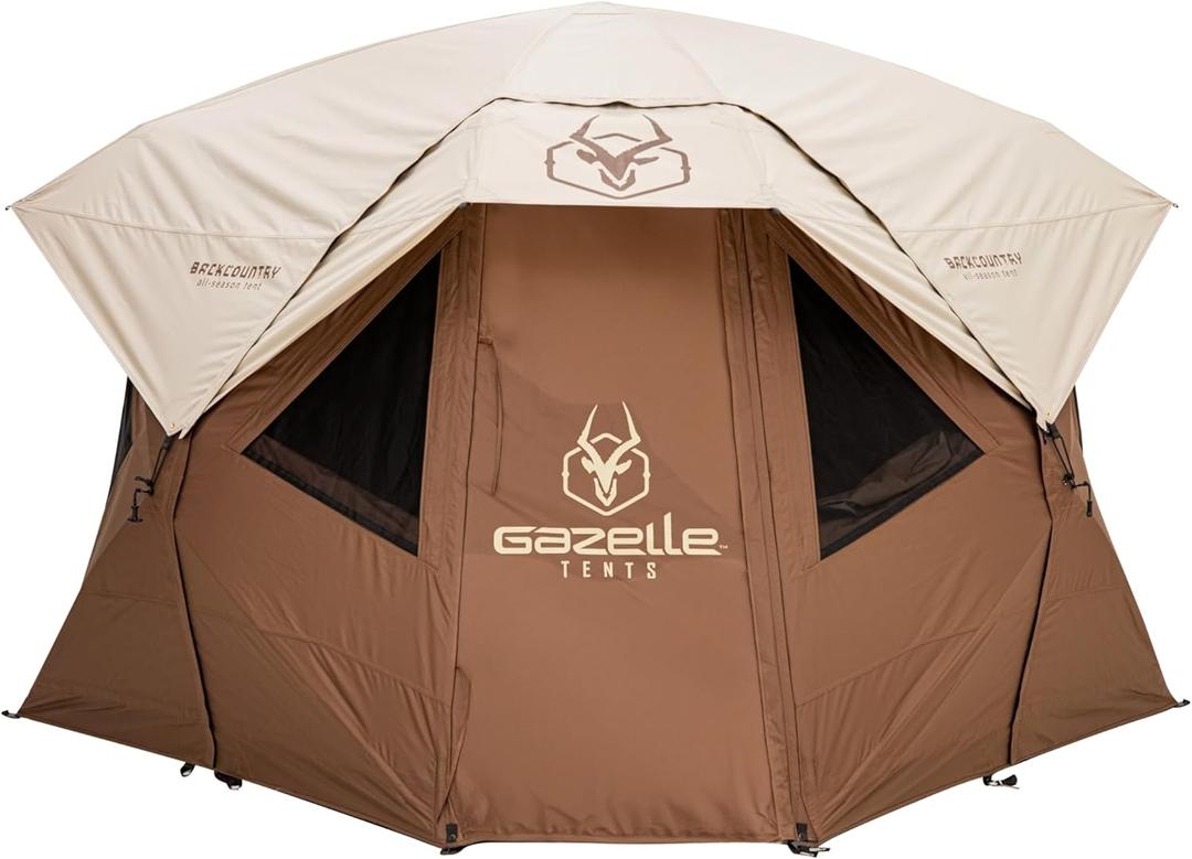 Gazelle Tents Backcountry T5 All-Season Hub Tent Quick 90-Second Setup, Heavy-Duty 300D Ripstop Fabric, HVAC Port, 4-Season Shelter for Overlanding, Camping, and Basecamp Adventures, GBC50WN