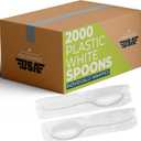 2000 Individually Wrapped Plastic Spoons | Bulk Individual Wrapped Disposable White Medium Weight Spoon | Packaged Plasticware Silverware Cutlery Utensils To Go Prepackaged For Take-Out Party Supplies