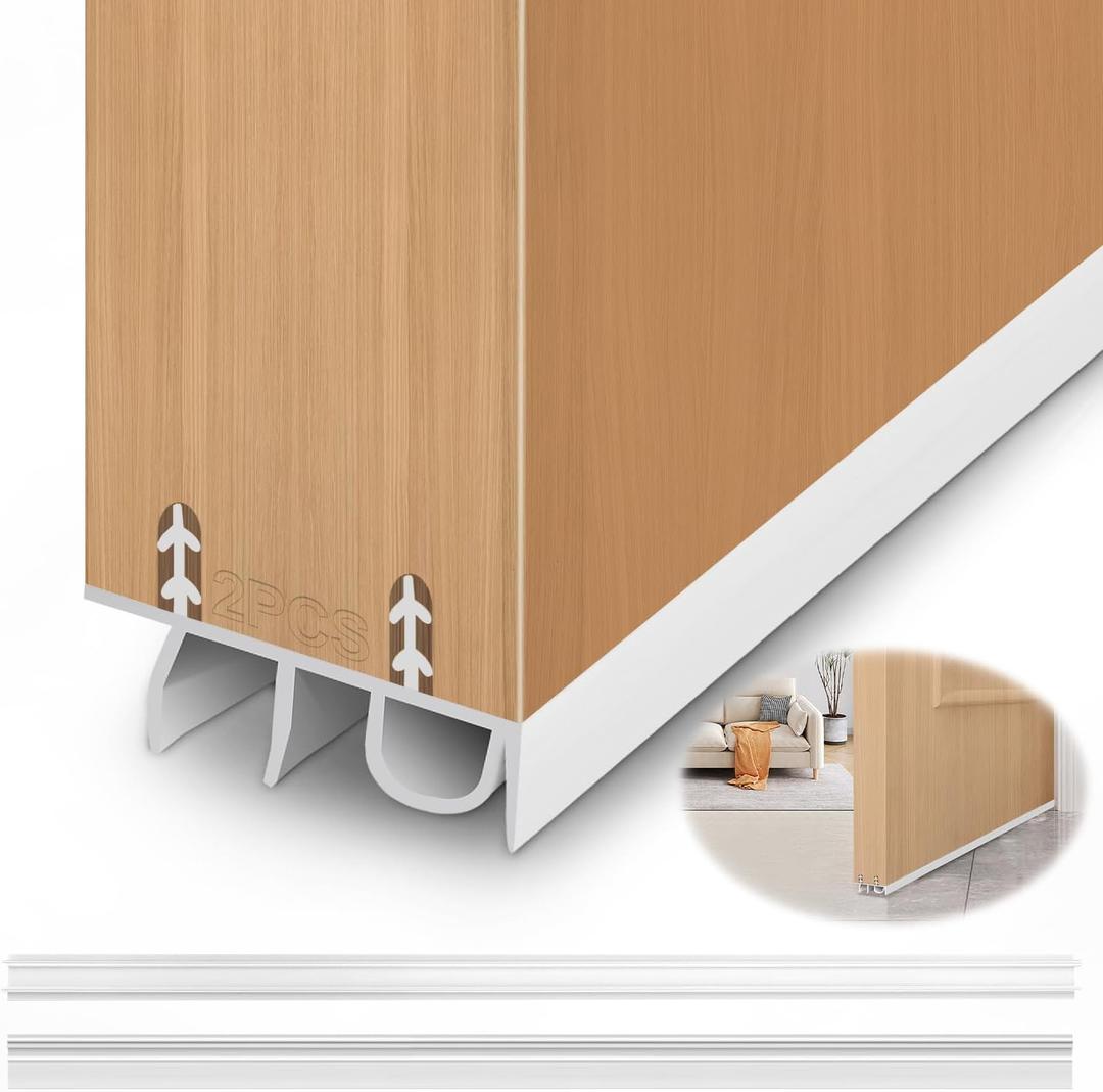 Door Draft Stopper, Cuttable Concealed Kerf/Channel Fit Under Door Seal, Draft Stopper Threshold Seal Bottom of Door Weatherstrip Kerf Weather Stripping Doors 39 Length (White, 39 inch)