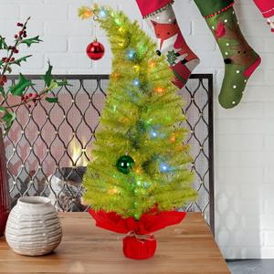 Table Top Christmas Tree, 3Ft Bendable Artificial Small Christmas Tree Pre-lit Christmas Table Centerpieces Mini Xmas Trees with 16.4Ft LED Light for Indoor DIY Decor