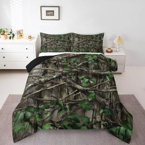 Juego de ropa de cama rstica de granja, juegos de edredn de camuflaje verde para nios, adolescentes y hombres, decoracin de dormitorio, edredn de plumn doble, juego de edredn de camuflaje de