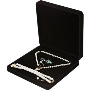 LETURE Velvet Jewelry Set Box, Velvet Gift Box for Bracelet Necklace Earring Ring (Black)