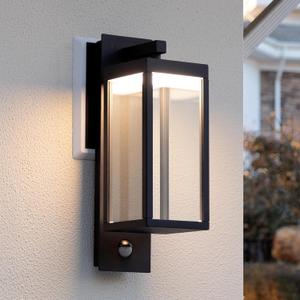 Motion Sensor Outdoor Wall Light LED Wall Sconce Black Mount Waterproof Exterior Light Fixture Aluminum Porch Lamps for Patio Entryway Doorway Fence Garage, 750LM 3000K