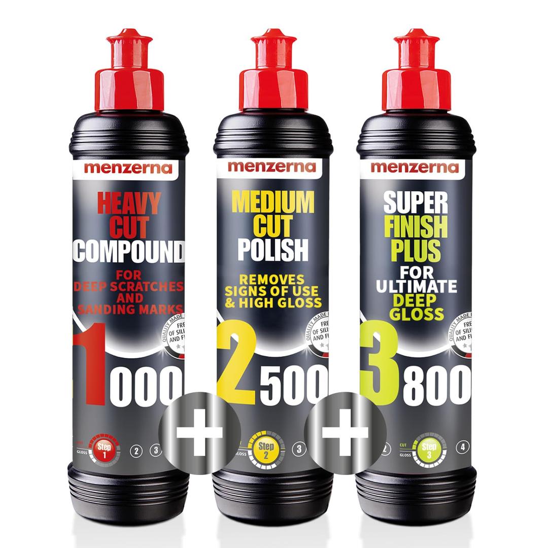 menzerna Polishing Set  HCC1000, MCC2500 & 3800 | 3-Step System for Scratch Removal, Swirl Elimination & Mirror-Like Finish