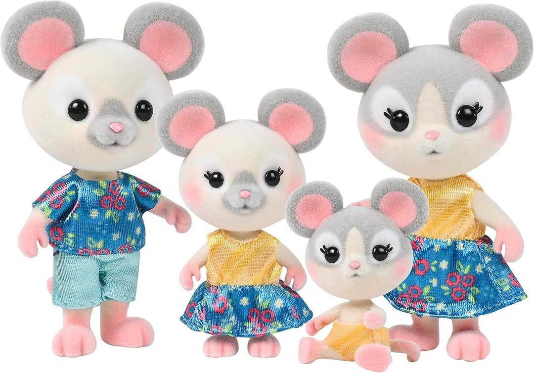 Honey Bee Acres The Cheddars Mouse Family, 4 Miniature Doll Figures, Small