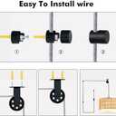Pulley Wheel for Plug in Pendant Light, Wall Ceiling Mount Pulley for Hanging Lamp, 1 Pack Pulley Wheel and 4 Pack Swag Hooks for Hanging Electric Wire Cable Cord Chandelier Plant Grow Lights (Black)