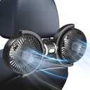 Trustnice USB Car Fan for Backseat for Kids, Dual Head Car Seat Fan Independently Controlled 360 Rotatable Powerful 3-Speed Vehicle rear headrest Air Circulation Cooling Fans for SUV Truck Sedan (Black+Grey)