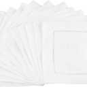CleverDelights White Hemstitch 6" Cocktail Napkins - 12 Pack - 55/45 Linen Cotton Blend