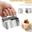 4 Pieces Square Cookie Cutters - 2inch, 2.25inch, 2.75inch, 3.15inch Stainless Steel Biscuit Cutter with Handle and Big Ring, Professional Baking Dough Cutter Tools for Cakes, Sandwiches