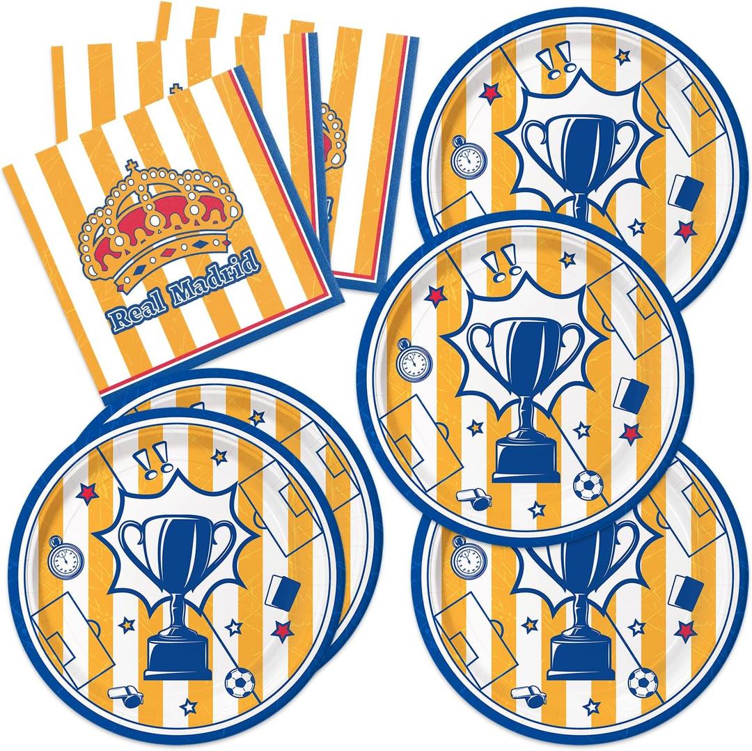 40pcs Soccer Star Themed Party Decorations Football Theme Plates and Napkins for Kid Boy Soccer Party Decoration.Suitable for 20 Guests.