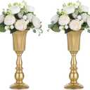 Nuptio Pcs of 2 Metal Trumpet Vase Elegant Wedding Centerpieces Vase for Party Decoration, 31.9cm/12.56" Tall Artificial Flower Arrangements for Anniversary Ceremony Gold