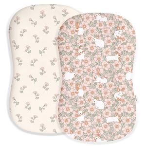 Baby Lounger Cover for Boys and Girls, Soft Breathable Polyester Cover, Fits Most Lounger Pillows, Cute Patterns, Durable and Machine Washable (Bunny Garden, Envelope)