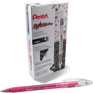 Pentel Sparkle Pop Metallic Gel Pen, (1.0mm) Bold Line, Pink, Box of 12 Pens (K91-DP)