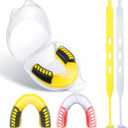 Konohan 2 Pack Youth Football Mouth Guard with Strap and Case for Kids and Adult Soft Sports Mouthpiece Double Colored Braces Mouth guard for Ice Hockey Lacrosse Basketball(Yellow, Red)