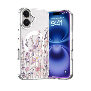 for iPhone 16 Magsafe Case, Floral Slim Shockproof Protective Hard PC+TPU Cute Bumper Flower Cover Women Magnetic case