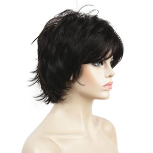 Lydell Short Layered Shaggy Full Wavy Synthetic Wigs (Dark Brown)