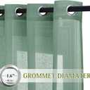 NICETOWN Linen Sheer Curtains Flax Textured for Living Room, Grommet Semi Sheer Vertical Drapes Privacy with Light Filter for Home Office/Farm House, W52 x L84, Olive Green, 1 Pair