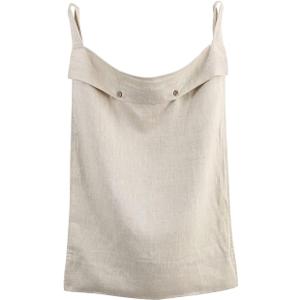 Linen Hanging Laundry Bag, 100% Linen Over The Door Laundry Hamper with Buttons and Zipper, Space Saving Door Hampers for Laundry Dirty Clothes Home Travel, Linen (20"x27")