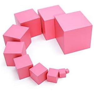 Adena Montessori Wonderfully Sensorial Teaching Toys for Children 2 3 Years Old - Montessori Small Pink Tower 0.7-7cm