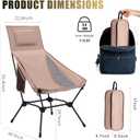 High Back Folding Camping Chair with Pillow, Lightweight Portable Chair for Adults, 2-in-1 Height Adjustment, Deep Recline, Side Pockets for Camping Motorcycle RV Backpacking