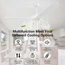 52'' Outdoor Ceiling Fan without Light,3 Solid Wood Damp Rated Ceiling Fan with Large Airflow,White Fan for Living Room,Bedroom,Gazebo,Porch.