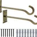 QIEGL 10 inch Heavy Duty Hanging Plant Bracket Decorative Wall Hook 2 Pack (Gold Hammertone)