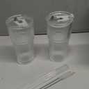 20oz Ribbed Glass Cups with Lids and Straws,2PCS Glass Tumbler with Straw and Lid,Iced Coffee Cups Drinking Glasses for Juice Whiskey Cocktail Beer