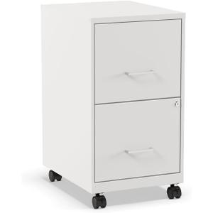 STAPLES 2-Drawer Vertical File Cabinet, Letter Size Documents, Lockable & Mobile, 18.9" D x 14.3" W x 26.3" H, White