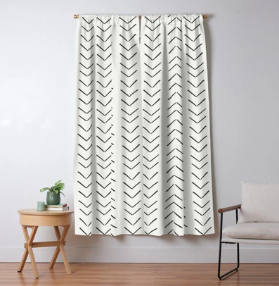 jinchan Boho Kitchen Curtains Linen Tier Curtains 24 Inches Bohemian Cafe Mudcloth Black and White 