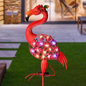 Garden Decor Solar Lights Flamingo Lawn Light, for Yard Outdoor Decorations Ground Inserted Outdoor Waterproof Garden Lamp LED,Patio, Courtyard, Gifts for Mom Grandma (Colorful Light)