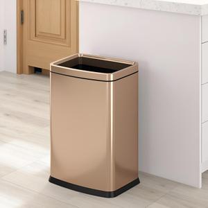 25L/6.6GAL Large Kitchen Trash Can,Tall Open Top Garbage Can,11.81 * 8.66 * 19.68inces,Smooth,Stainless Steel,Commercial,Hospital, Airport