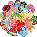 20PCS Summer Sequin Iron on Patches Tropical Beach Embroidered Applique Patches for Hats, Clothes, Bags, Jackets, Backpacks