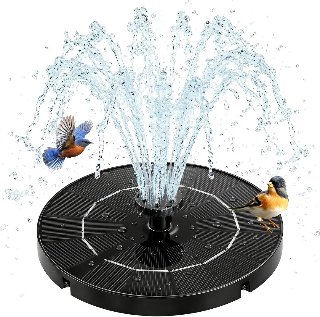 3.5W Solar Fountain for Bird Bath, Solar Water Fountain Outdoor with 6 Nozzles & 4 Fixed Rods, Solar Fountain Pump Water Pump for Garden, Pond, Fish Tank, Pool