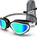 Swim Goggles, Polarized Adult Swimming Goggles Bungee Strap No Hair Pulling Anti-fog Pool Goggles for Men Women