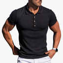 Collared Muscle Polo Shirts Men Slim Fit Textured Knit Polo Shirts Short Sleeve Button Down Shirts Casual Stylish M