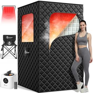Sauna Box, 3L Portable Steam Sauna Tent for Home & Indoor Use, 1400w Personal Sauna Pod, Remote Control, Folding Chair, 15 Levels, 99-Min Timer,32" x 32" x 71"