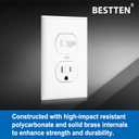 BESTTEN 2 Pack Combination Toggle Light Switch and Duplex Receptacle Outlet, Single Pole Toggle Wall Switch, Grounded Outlet, Combo Style, 15 Amp, Wallplate Included, UL Listed, White