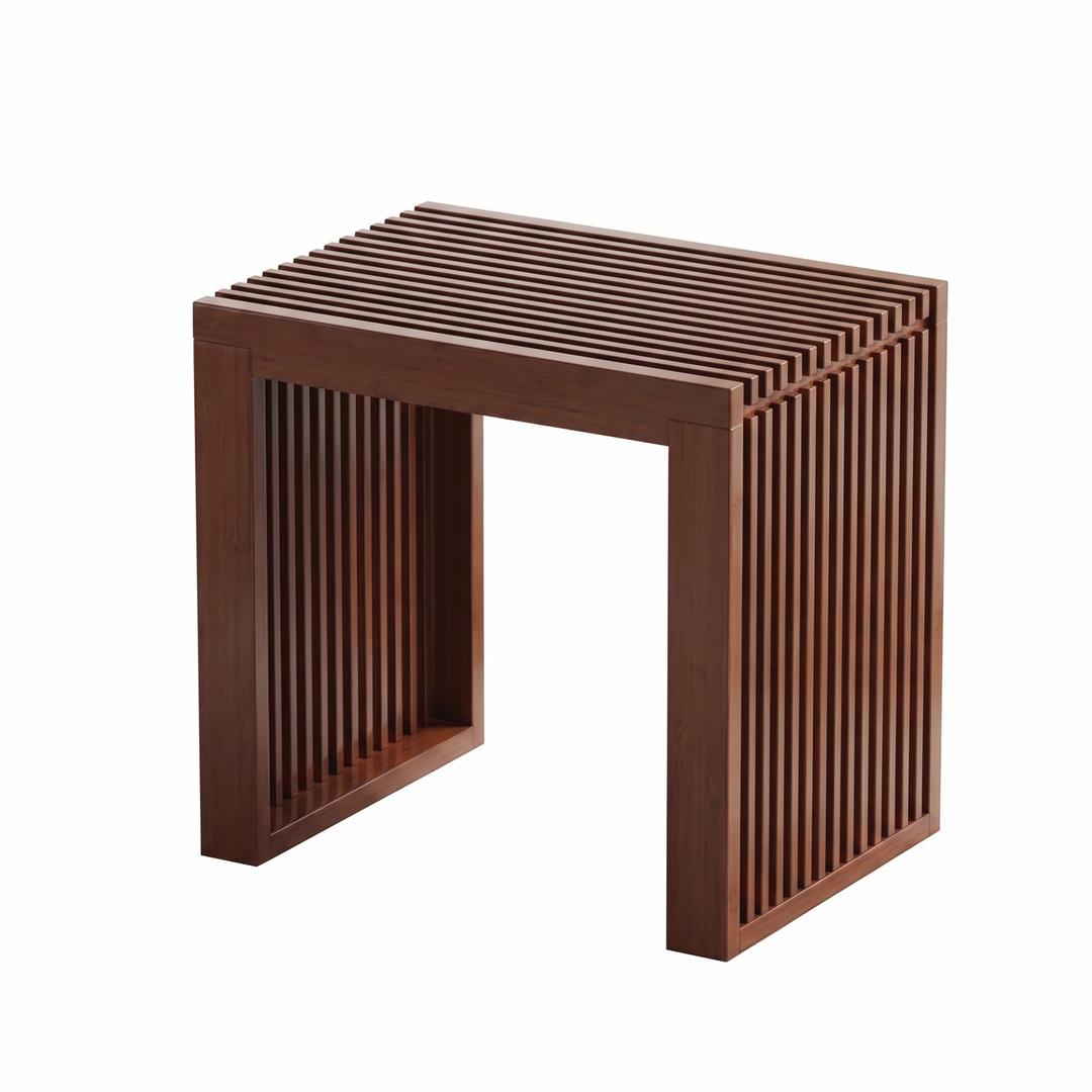 APRTAT Bamboo Dining Bench 17 Inch Indoor Wooden Shoe Benches for Entryway (Red Brown, 18 Inch, Pattern A)