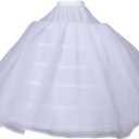 BBSET Women Puffy Crinoline Petticoat 6 Hoop 2 Tulle Layers Skirt Slips Long Underskirt for Quinceanera Wedding Bridal Dress