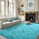 FinRec Soft Blue Rugs for Bedroom Living Room, 4x6 Feet Plush Shaggy Area Rug, Non-Slip Solid Fluffy Rug for Kids Room Girls Dorm Room Home Decor, Indoor Floor Carpet