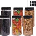 zmybcpack 6 Pack 40 oz Plastic Jars With Lids, Extra Labels, 1 Pen, Clear PET Seal Jar for Food Storage,Wide Opening Storage jar for Dry Food, Peanut, Powder, Kitchen & Craft Storage