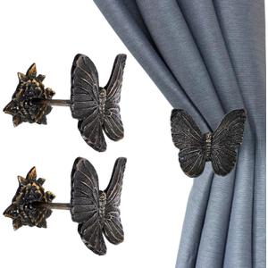 Butterfly Curtain Holdbacks Rustic Metal Set of 2 Decorative Wall Mounted Tiebacks for Drapes, Elegant Window Treatment Hardware for Living Room, Bedroom & Office Unisex Home Dcor