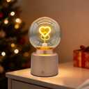 Cordless Small Table Lamp: Rechargeable LED Light for Christmas Home Decor, Ideal Gift for Couples Bedroom Nightstand (Love)